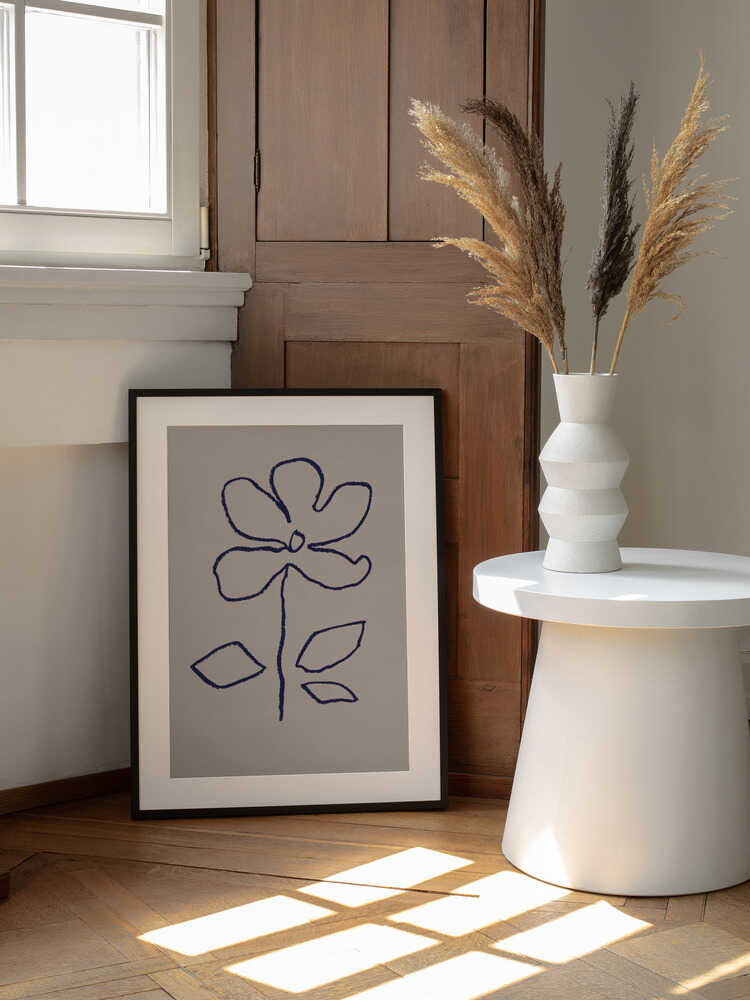 Oil Pastel Flower Blue | Poster