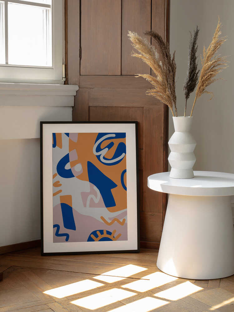 Formes abstraites bleues et oranges | Affiche