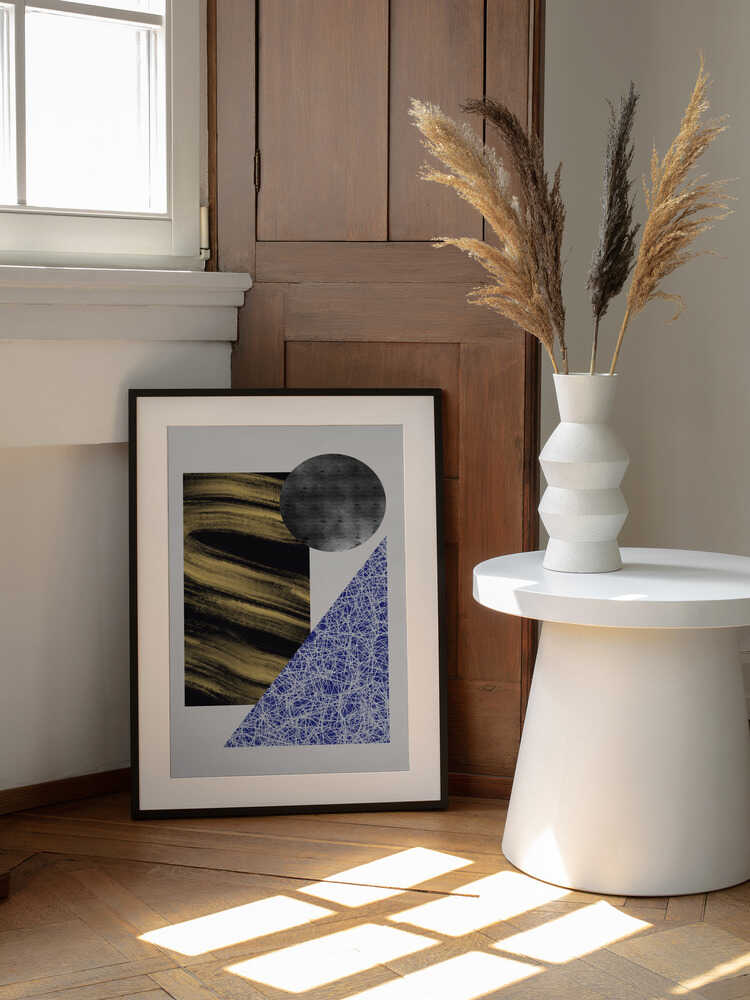 Formes géométriques à texture noire et dorée | Affiche