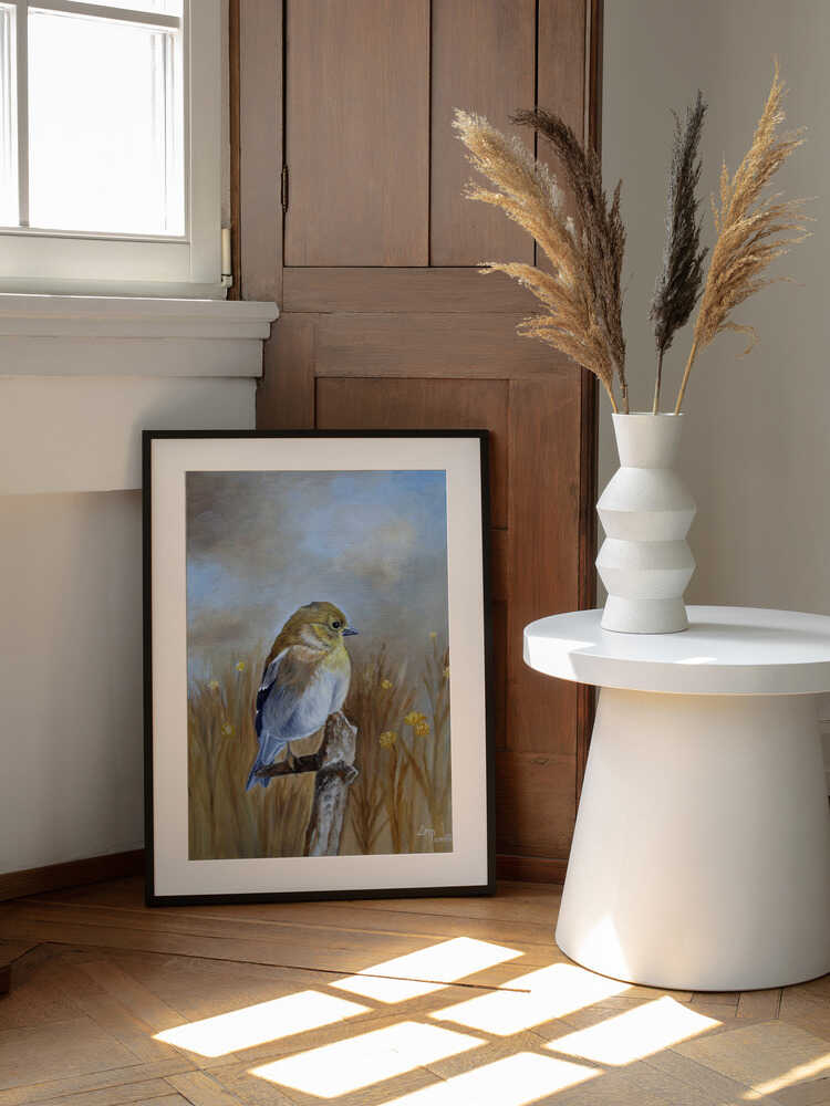 Amerikanischer Goldfink im Herbstlicht | Poster