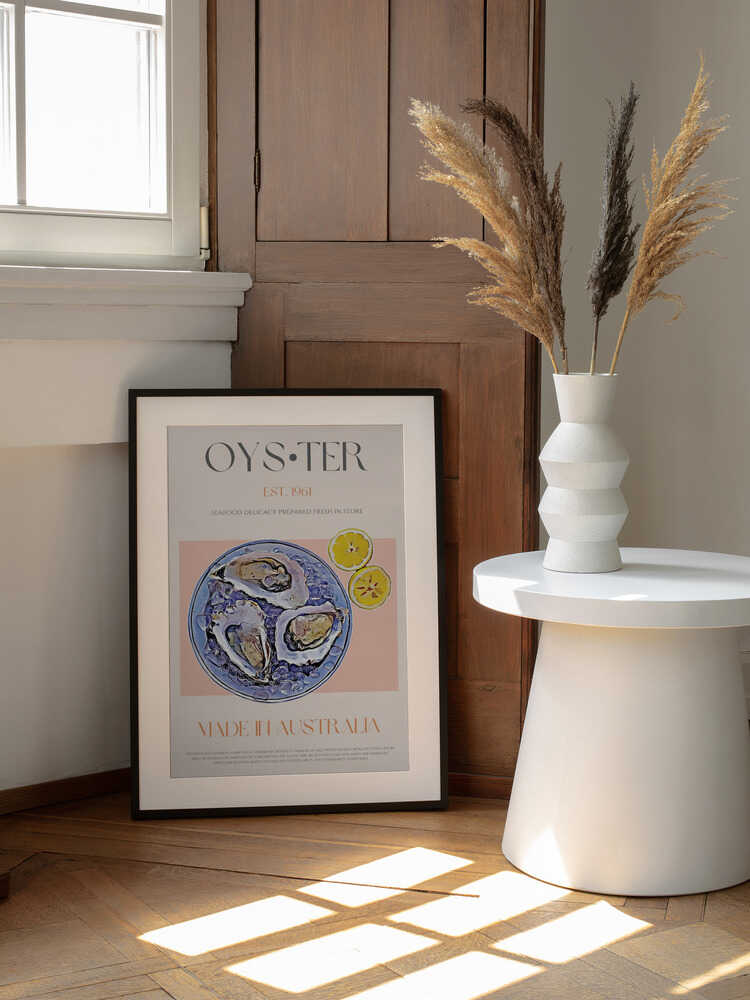 Fresh Oysters with Lemon Slices | Poster