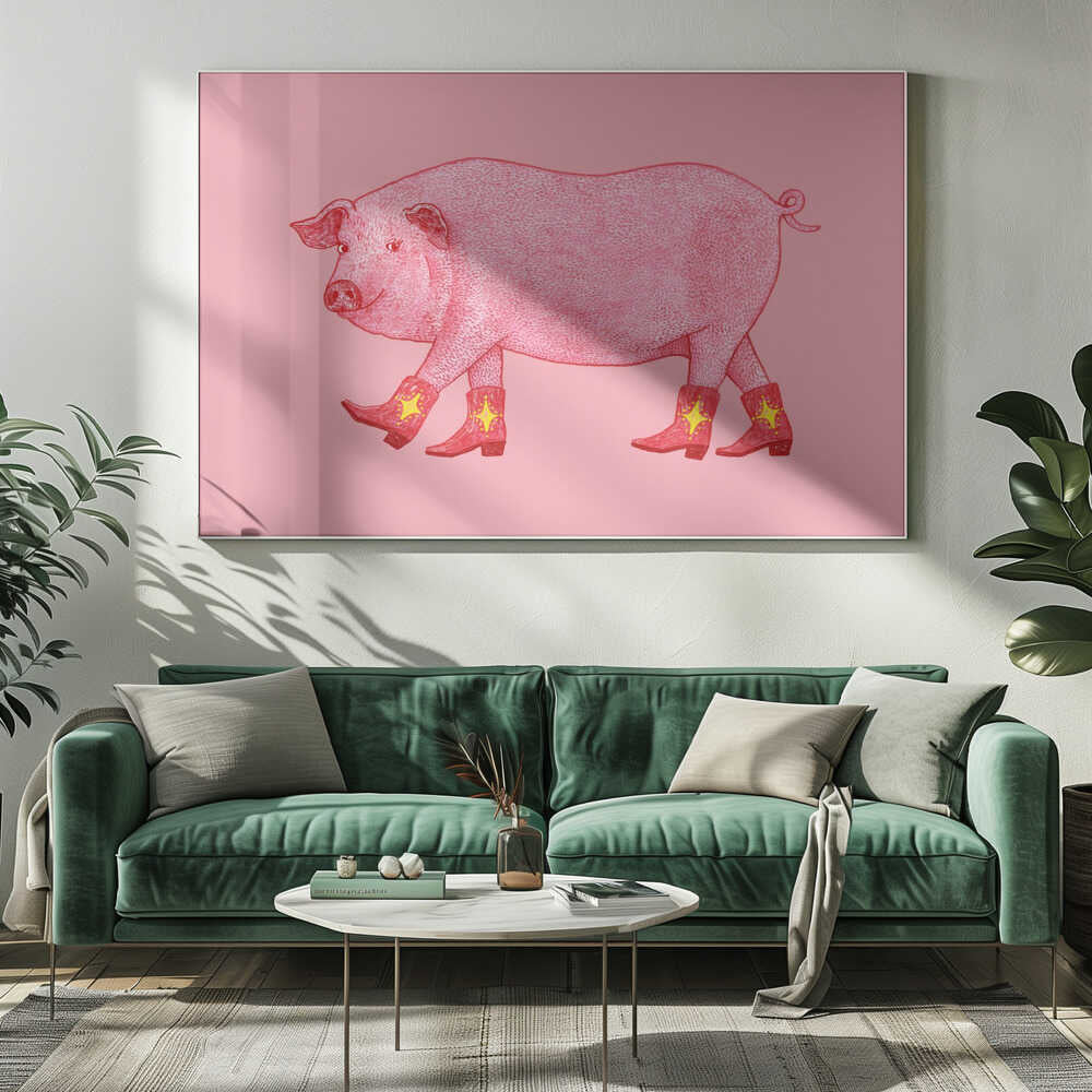 Marjorie the Cowgirl Pig | Canvas