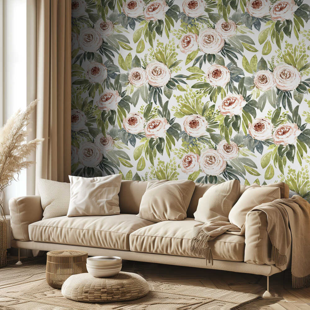 Ananas-Aquarell-Blumenmuster | Tapete