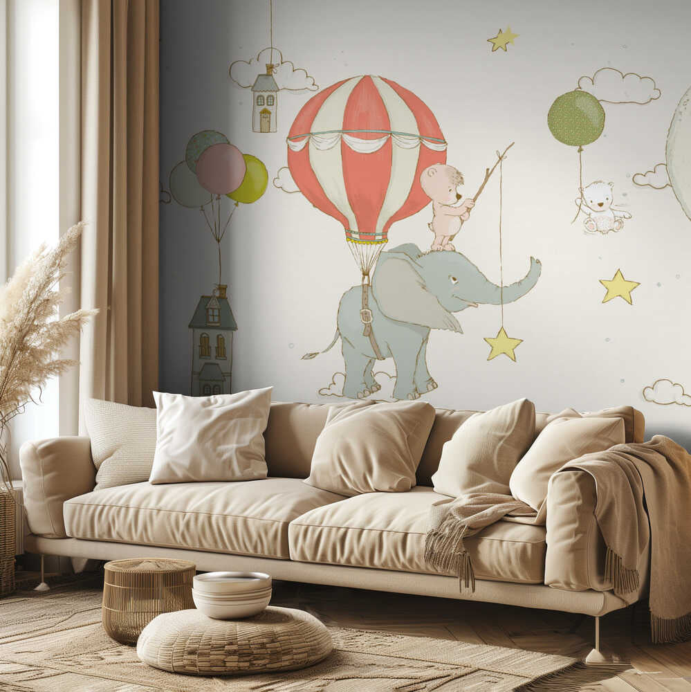 Rêve d'éléphant_Ciel blanc | Fond d'écran