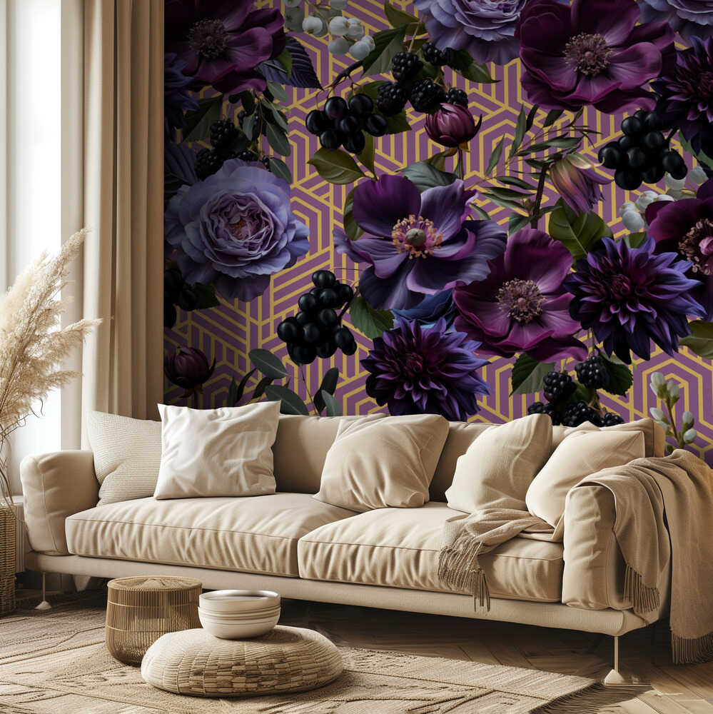 Gothic _Gold Purple | Tapete