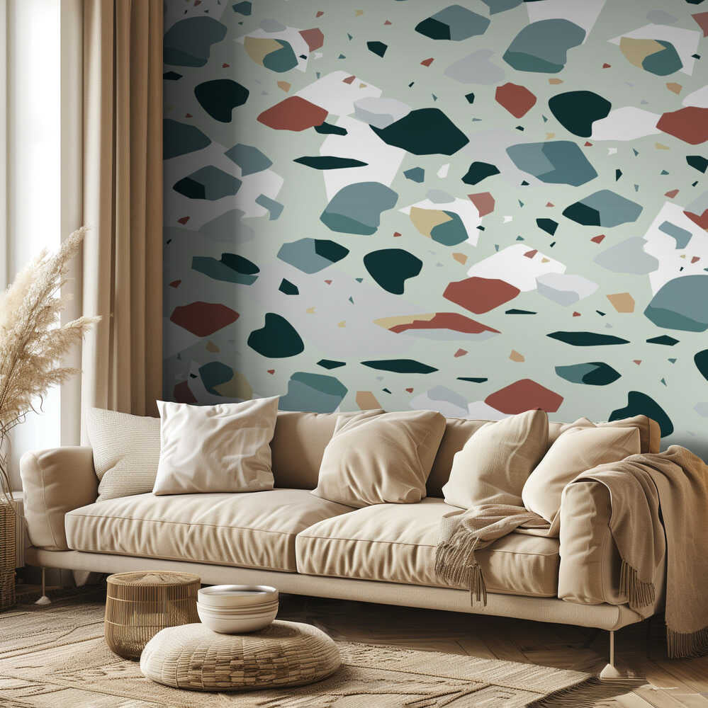 Terrazzo vert clair | Papier peint