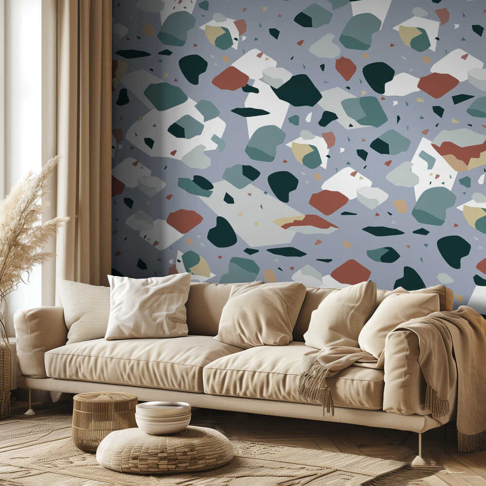 Terrazzo_Bleu | Papier peint