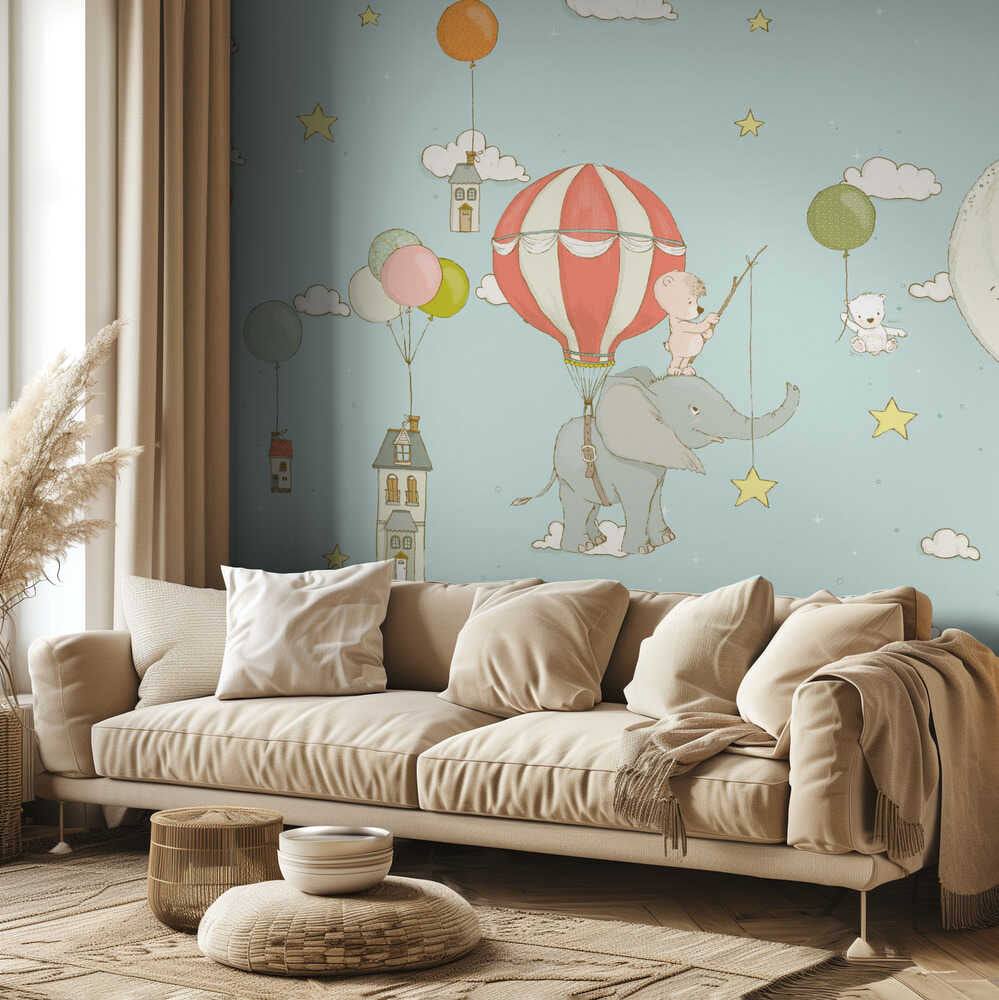 Rêve d'éléphant_Bleu du jour | Fond d'écran