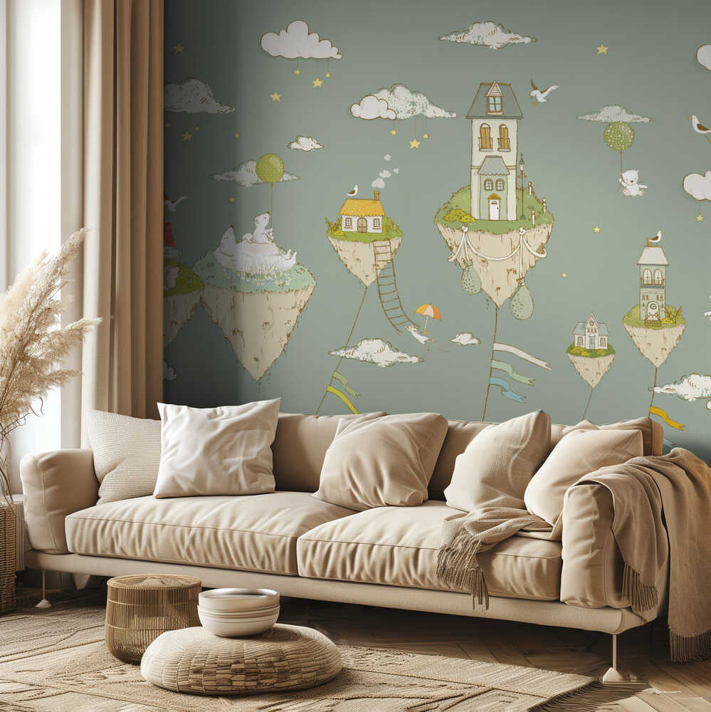 Floating Islands_FogGreen | Wallpaper