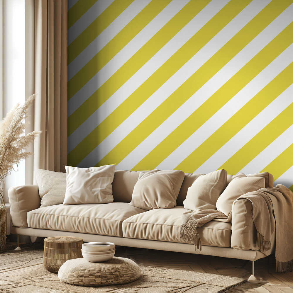 Gelb-weiße Streifen | Tapete