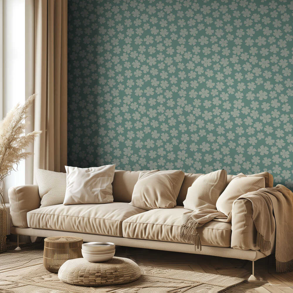 Happy Floral Mini Green | Wallpaper