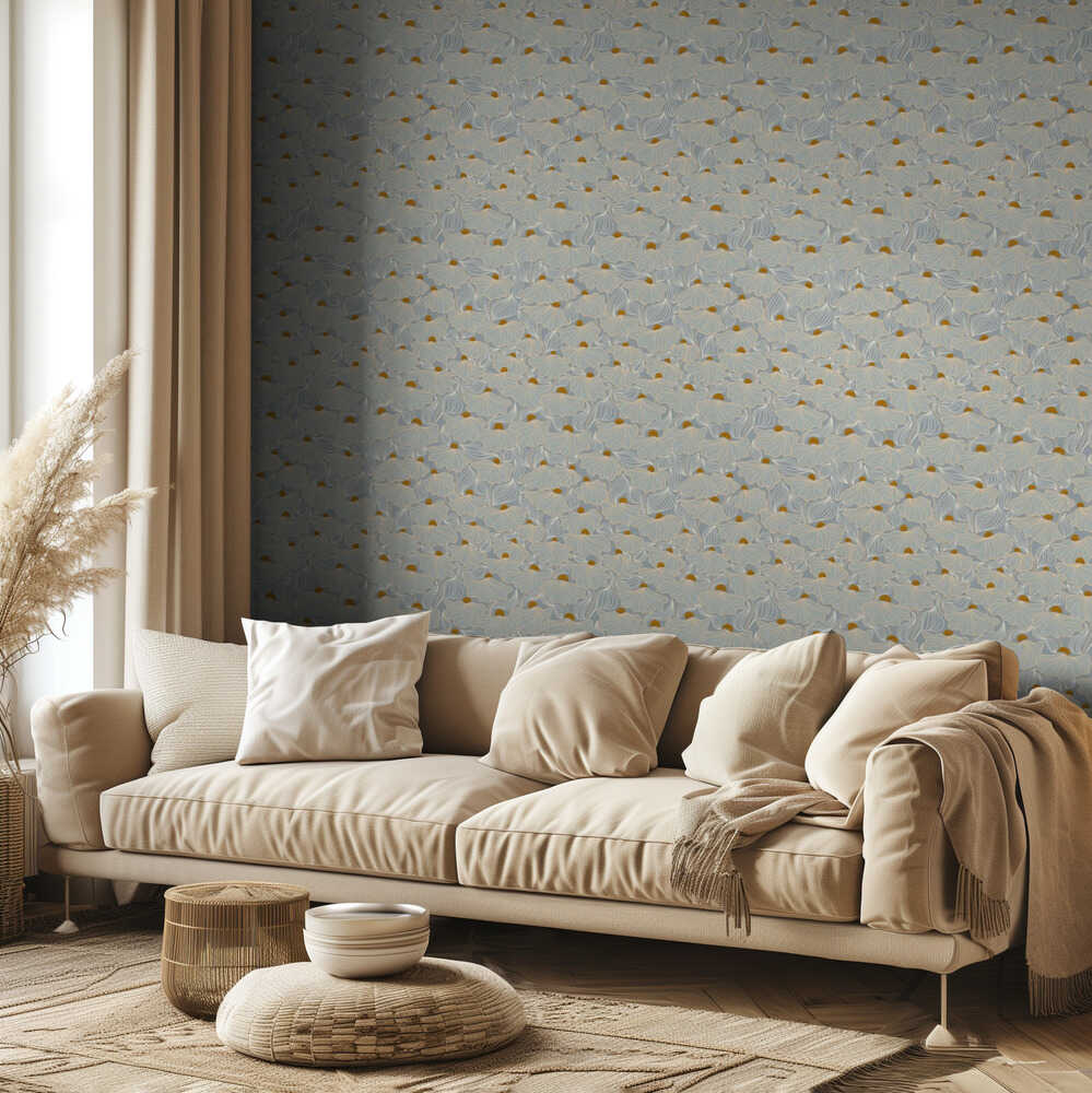 Calming Essentials Natural flow meadow misty pattern | Wallpaper