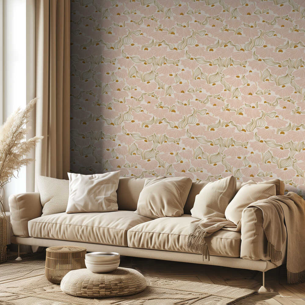 calming essentialsNatural flow meadow blush pattern | Wallpaper