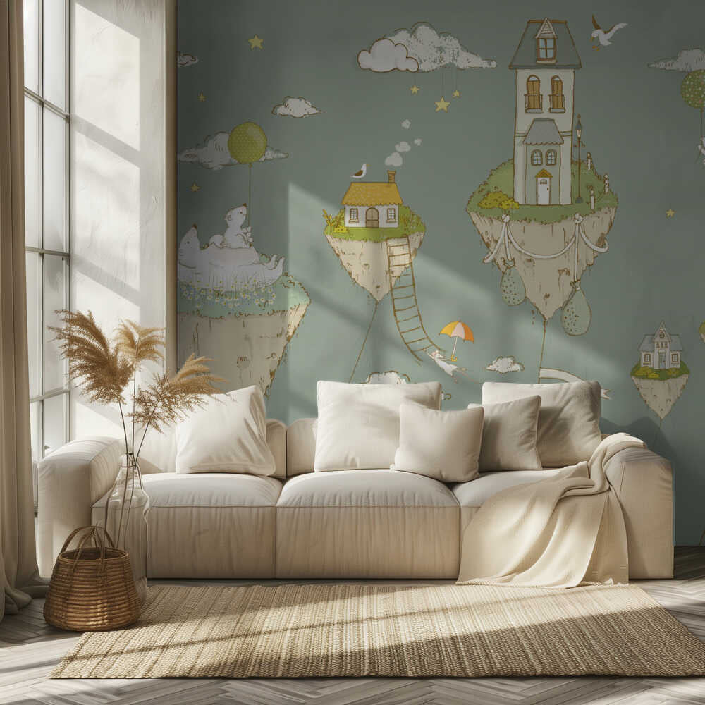 Floating Islands_FogGreen | Wallpaper