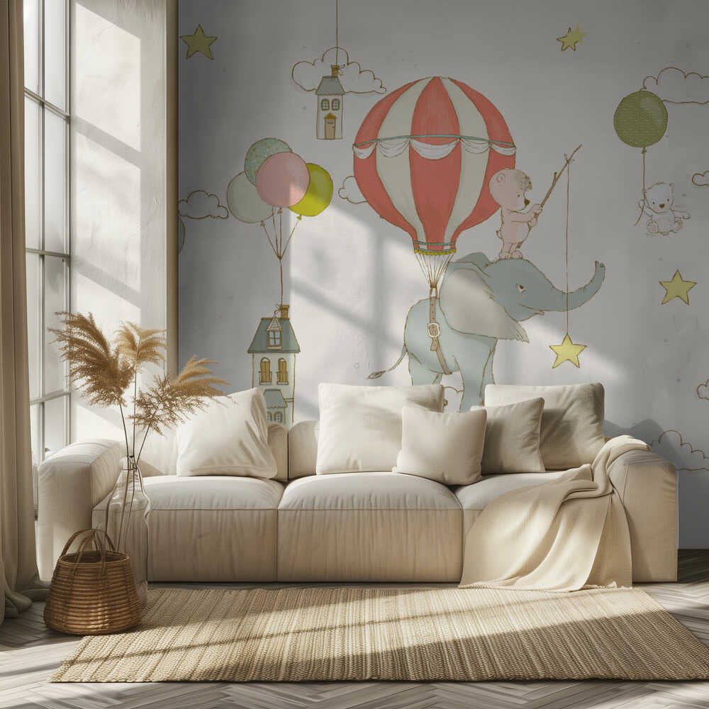 Rêve d'éléphant_Ciel blanc | Fond d'écran