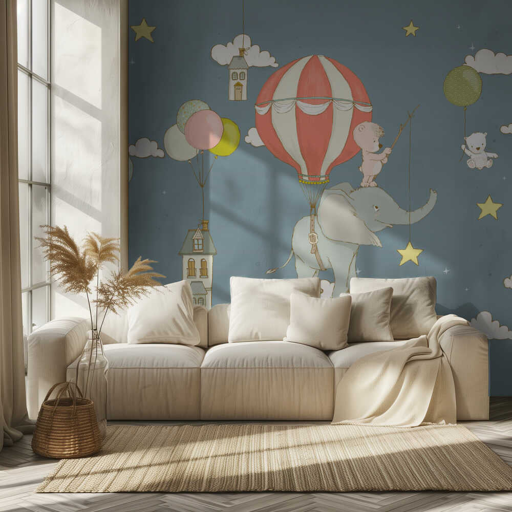 Rêve d'éléphant _Bleu nuit | Fond d'écran