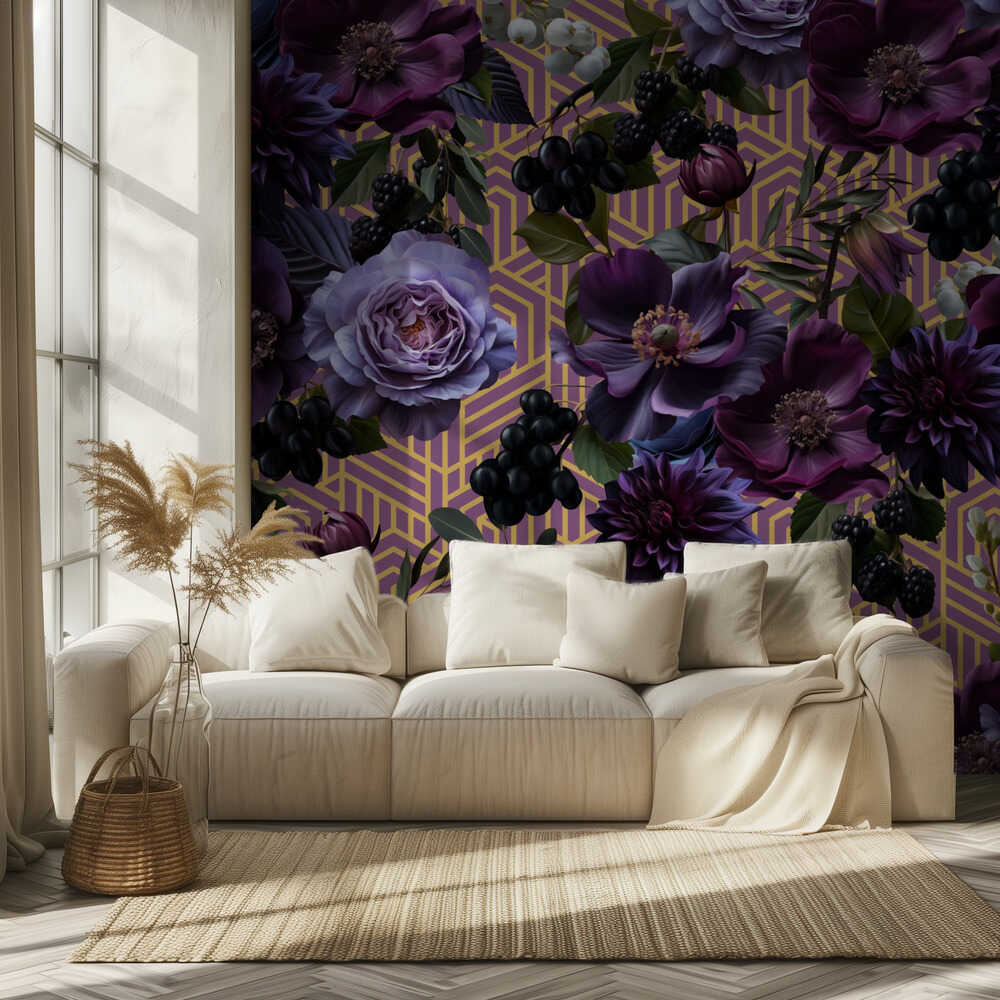 Gothic _Gold Purple | Tapete