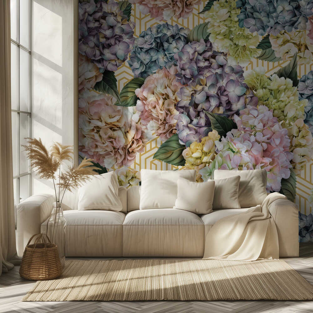 Hortensien_Goldcreme | Tapete