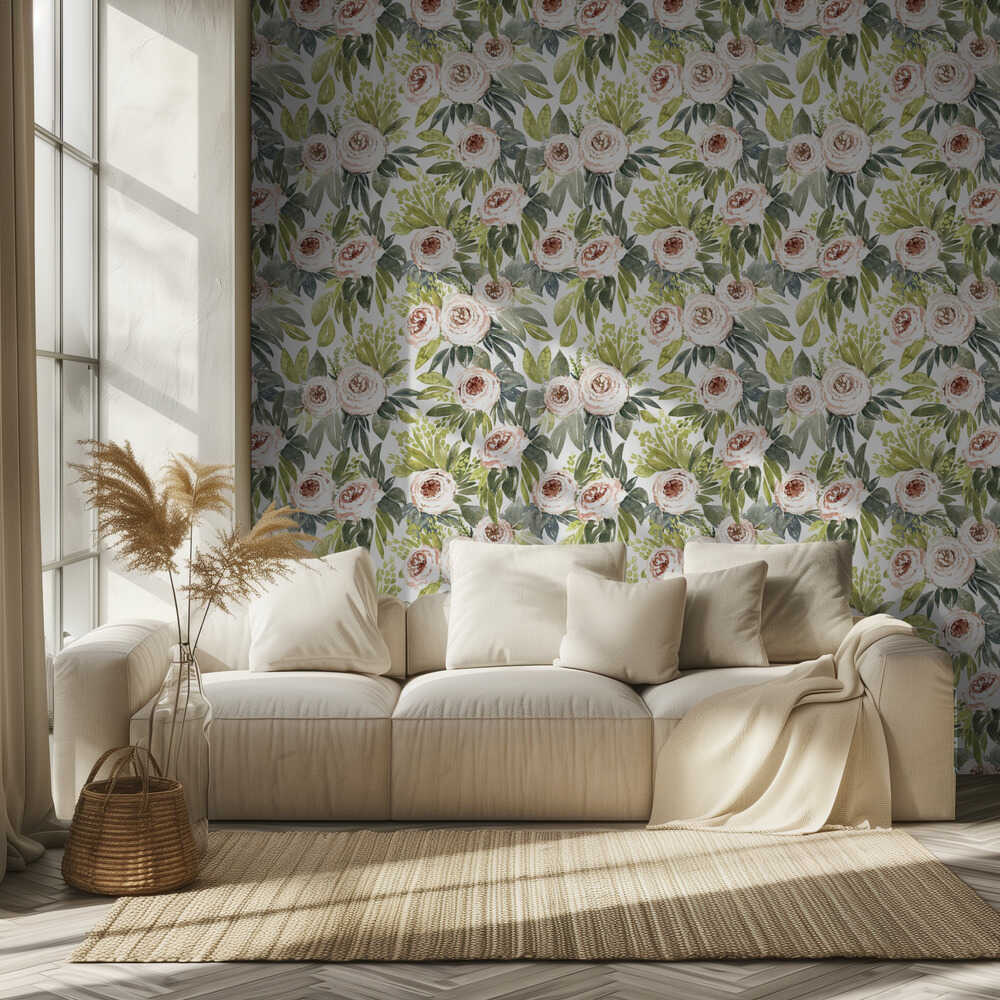 Ananas-Aquarell-Blumenmuster | Tapete