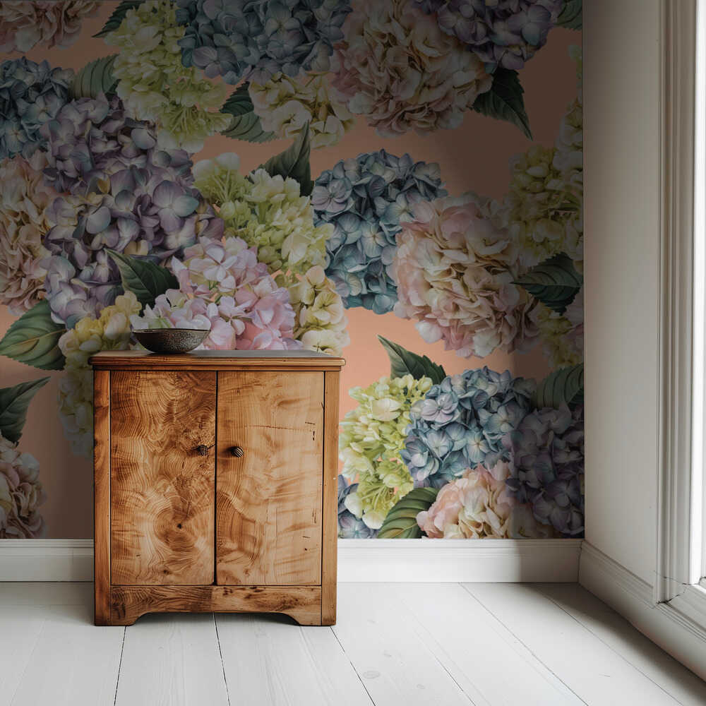 Hydrangeas_Peach Fuzz | Wallpaper