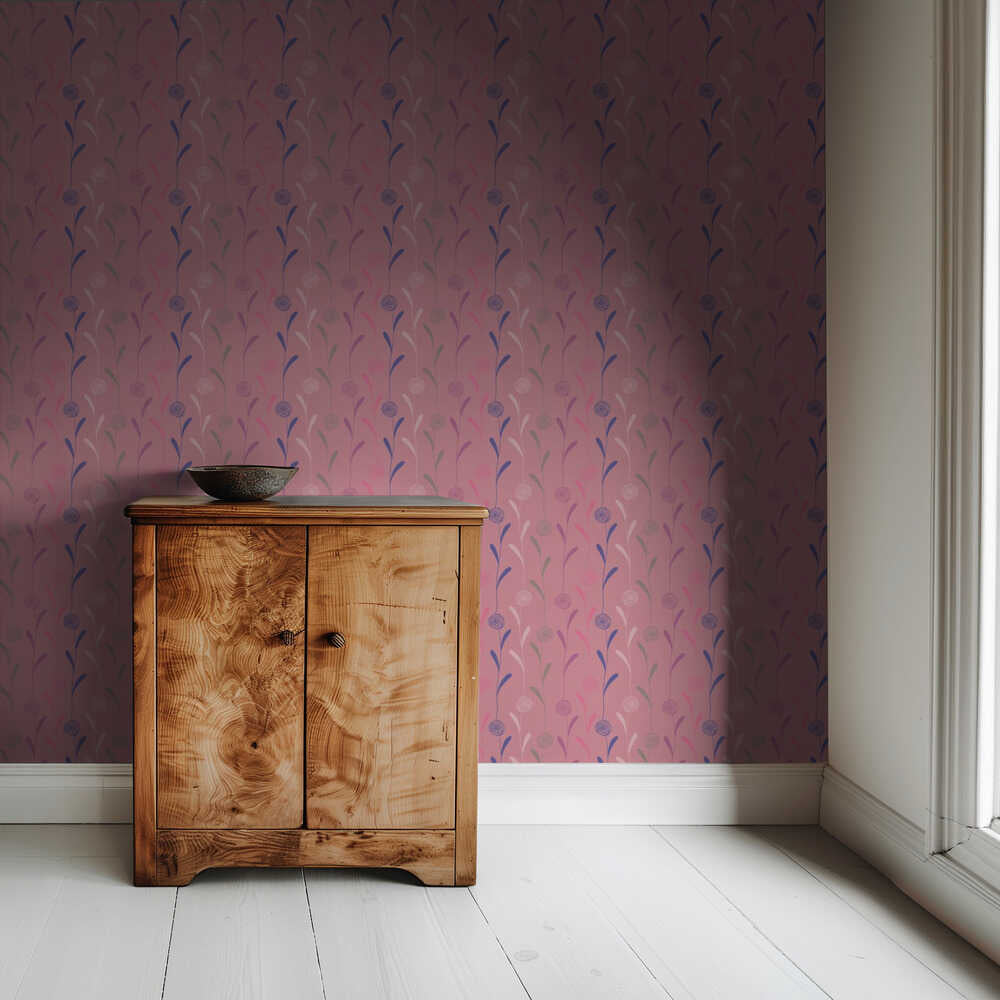 Guirlande de pompons roses | Papier peint