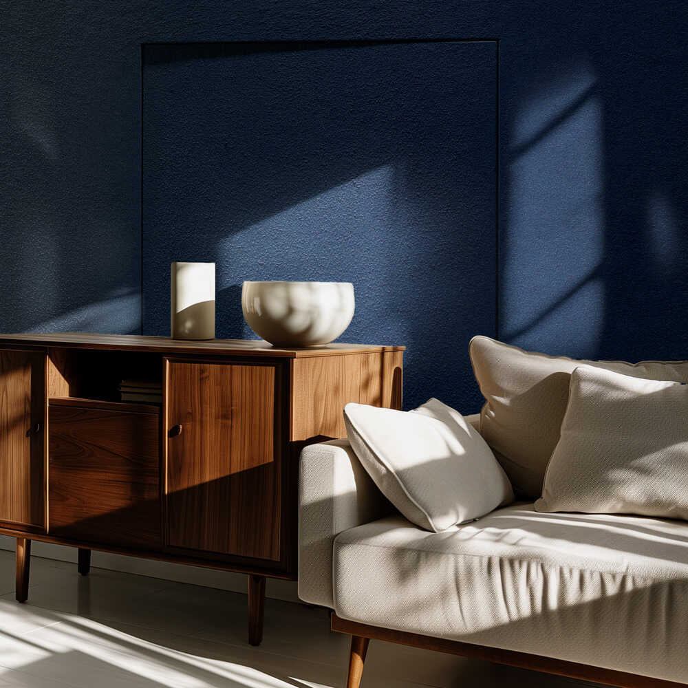 Blauer Minimalismus oder eine Geheimtür | Tapete