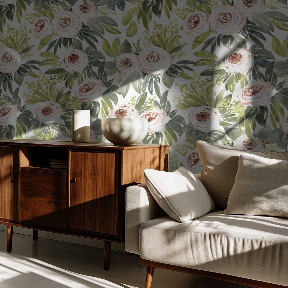 Ananas-Aquarell-Blumenmuster | Tapete