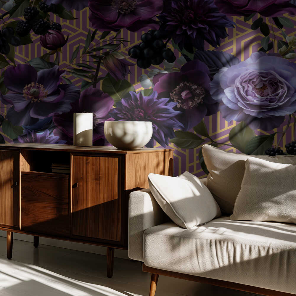 Gothic _Gold Purple | Tapete