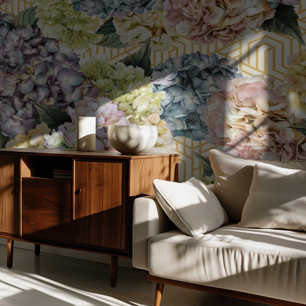 Hortensien_Goldcreme | Tapete