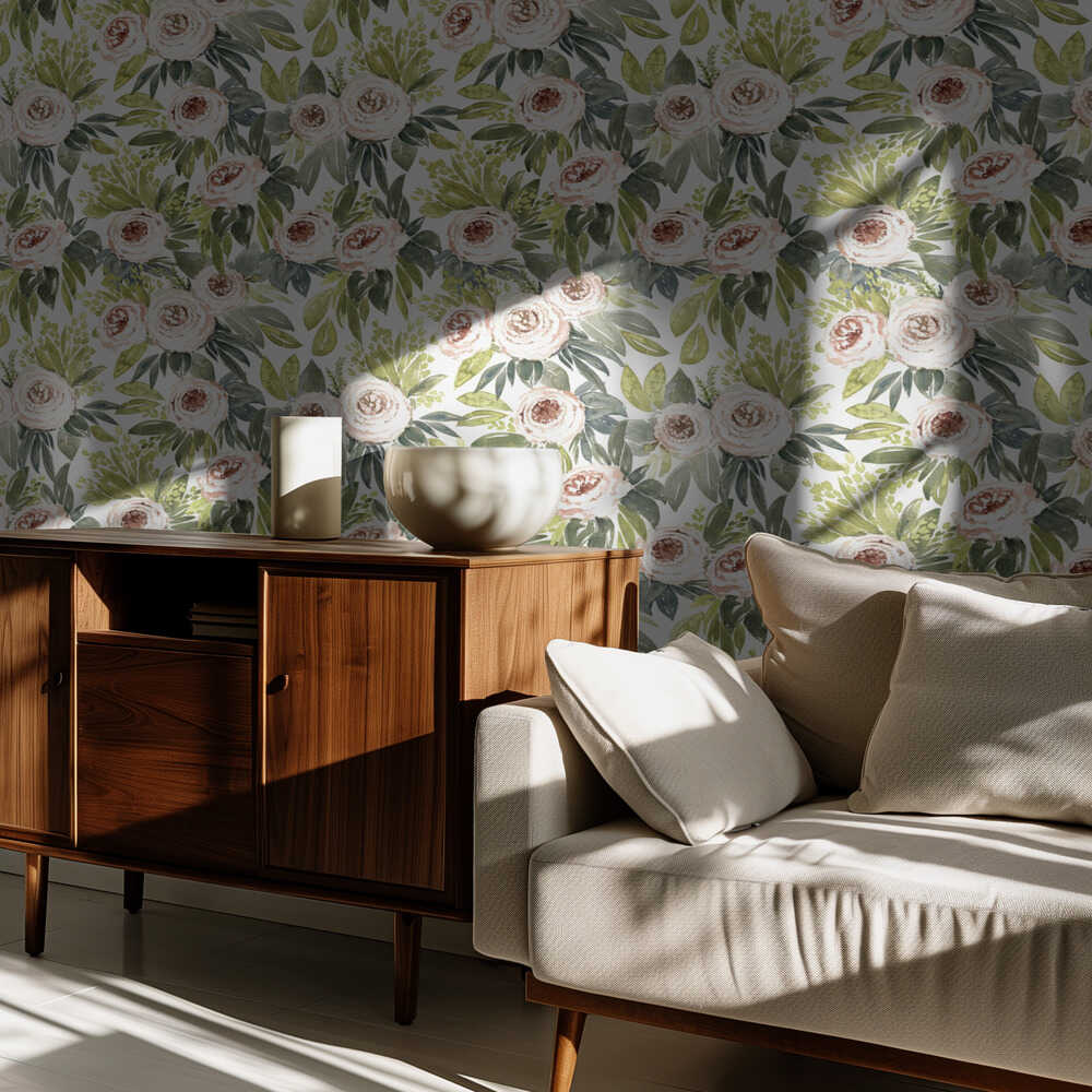 Ananas-Aquarell-Blumenmuster | Tapete