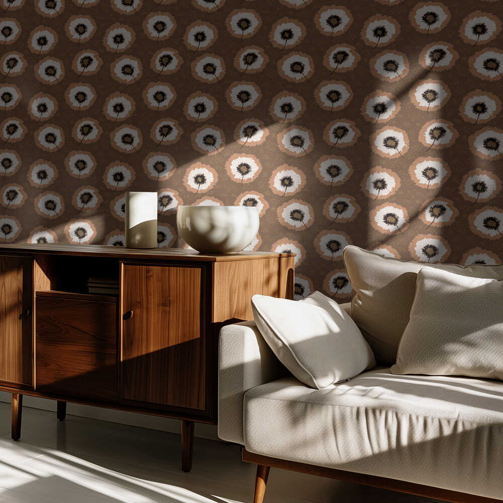 Polka Dot Flower Fringes Mocha Gold | Tapete