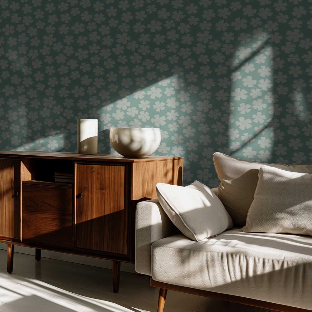Happy Floral Mini Green | Wallpaper