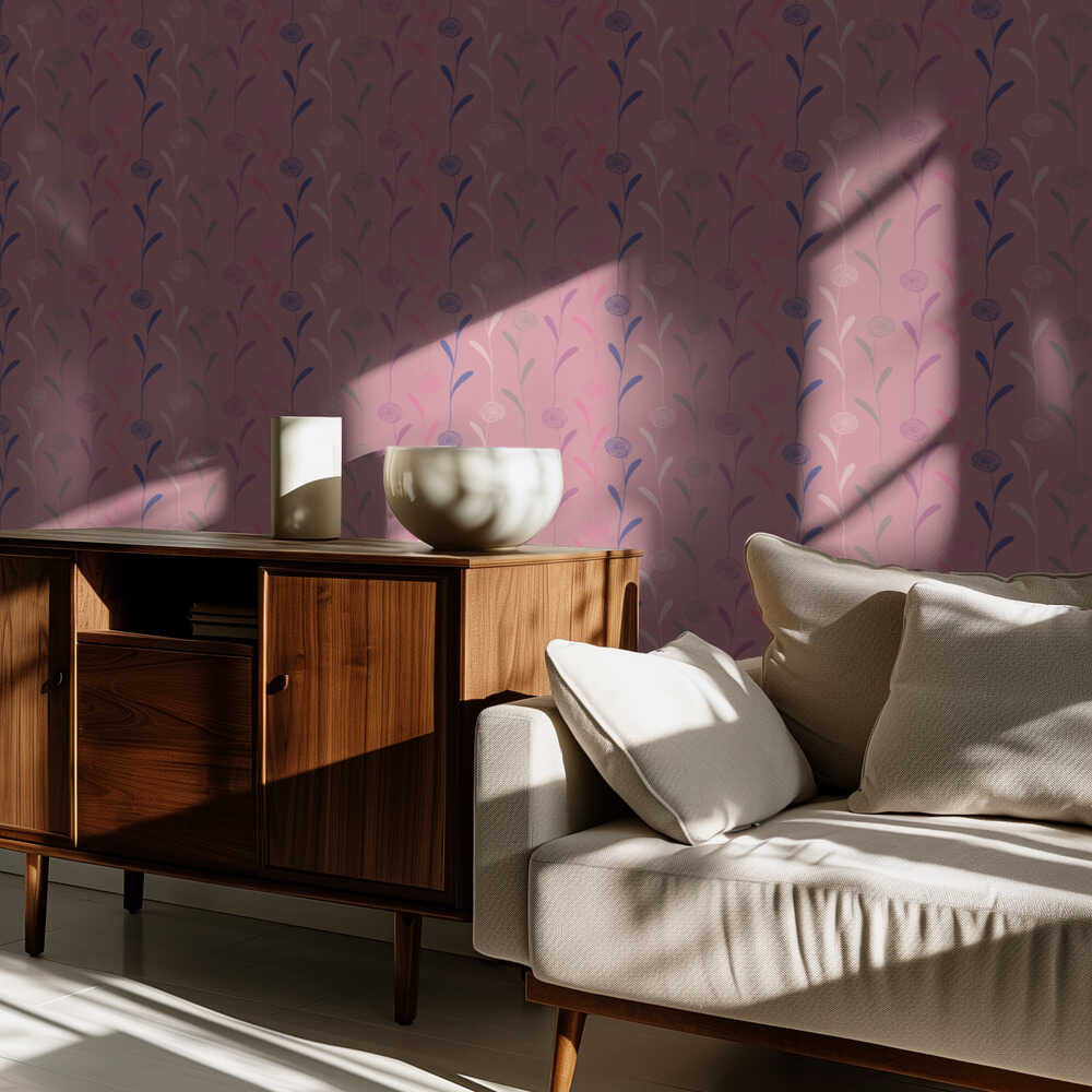 Guirlande de pompons roses | Papier peint