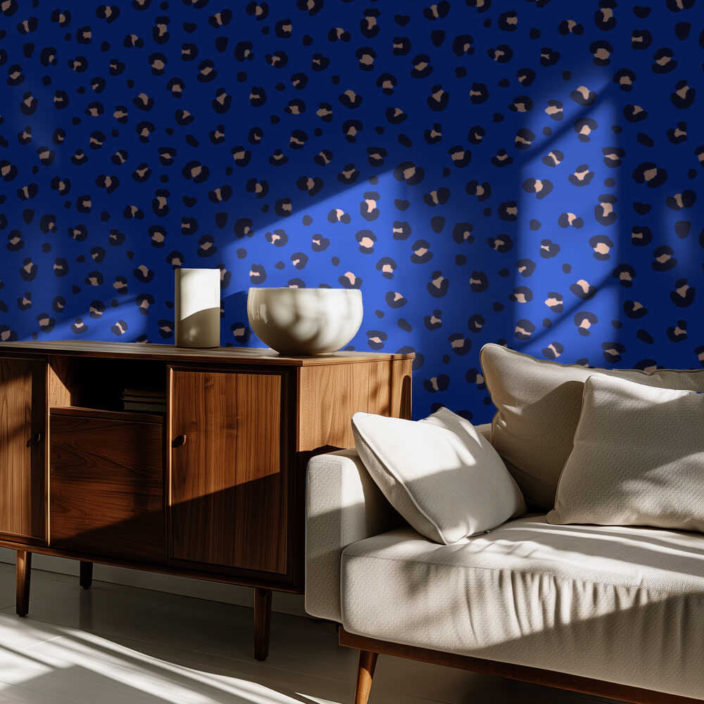Leopardenmuster in Blau und Rosa (Musterdesign) | Tapete