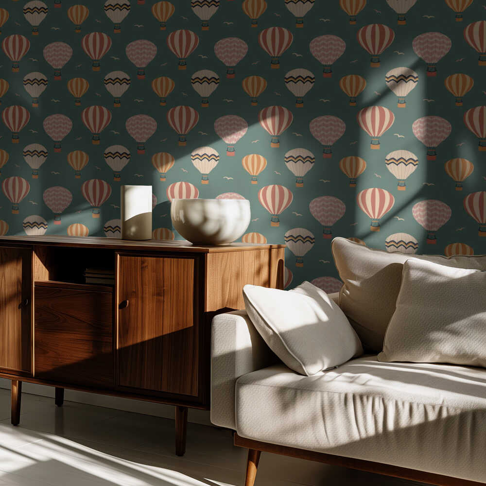 Retro-Heißluftballon-Muster | Tapete