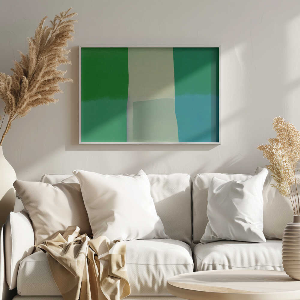 Minimalist Composition With Vibrant Green And Blue Hues | Poster
