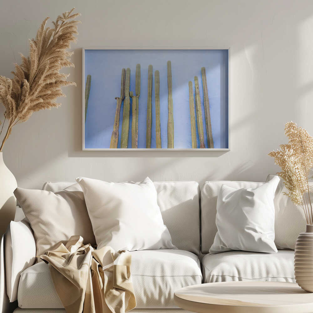 Tall Cacti on Blue | Oaxaca Mexico Travel | Poster