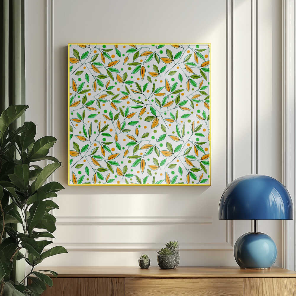 Blumenzweige Orange Olive | Poster