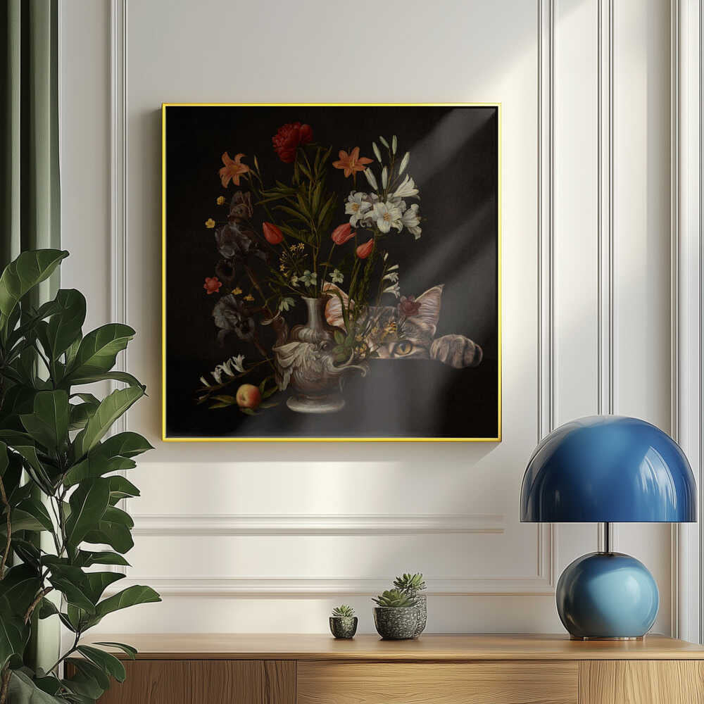 Vase vintage orné de fleurs éclatantes | Affiche