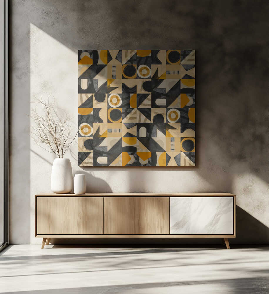 Motif quadrillé milieu du siècle huit | Toile