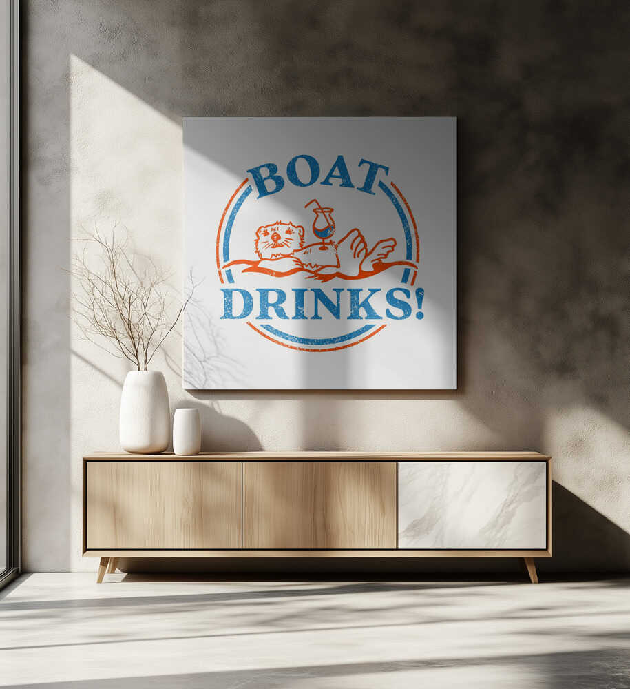 Loutre buvant un cocktail en bateau | Toile