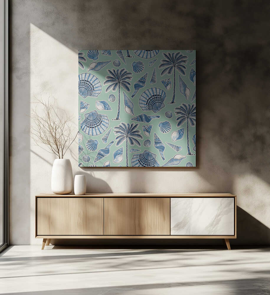 Coquillages et palmiers Menthe | Toile