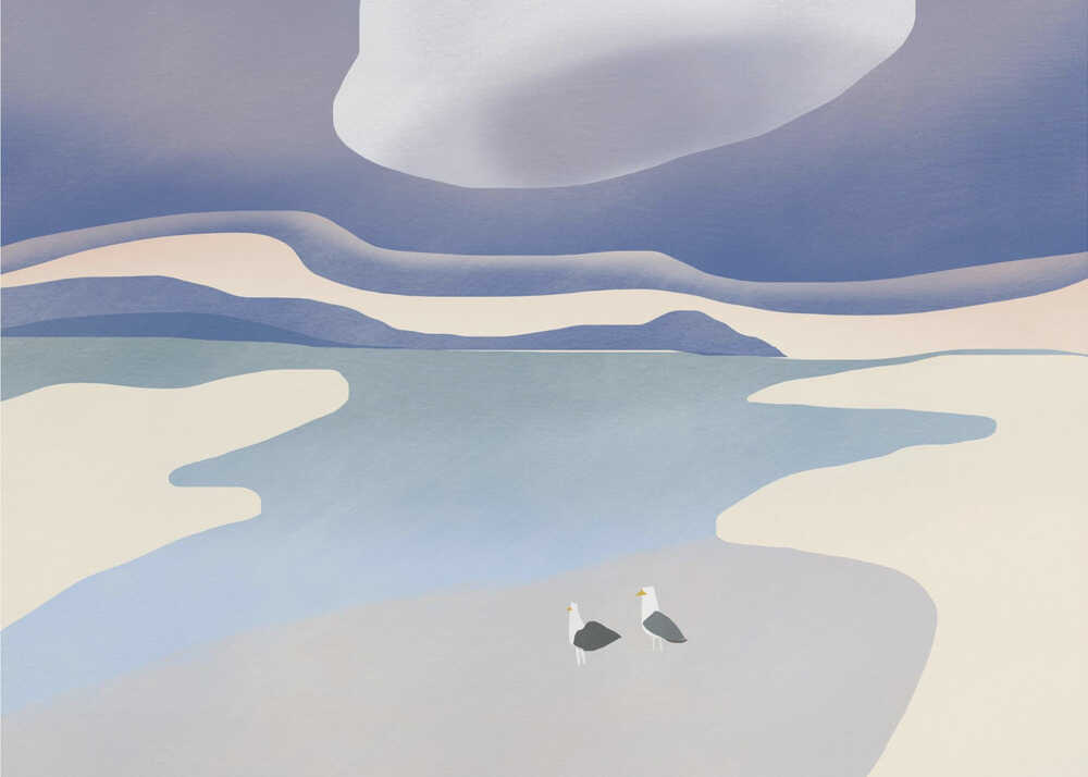 Peinture de paysage marin minimaliste | Toile