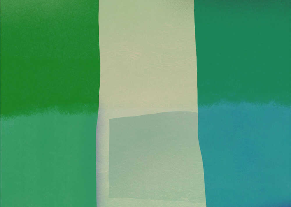 Composition minimaliste aux teintes vertes et bleues vibrantes | Toile