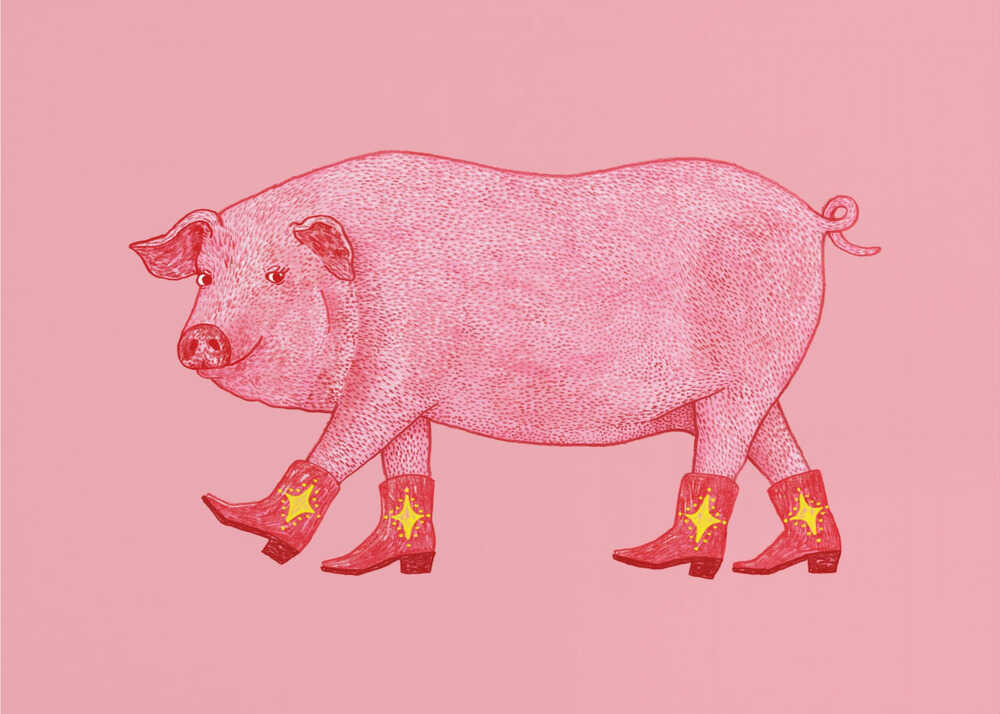 Marjorie the Cowgirl Pig | Canvas