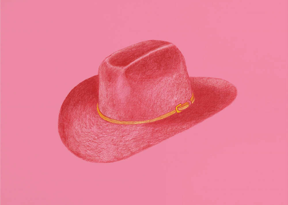 Stetson rouge sur toile rose