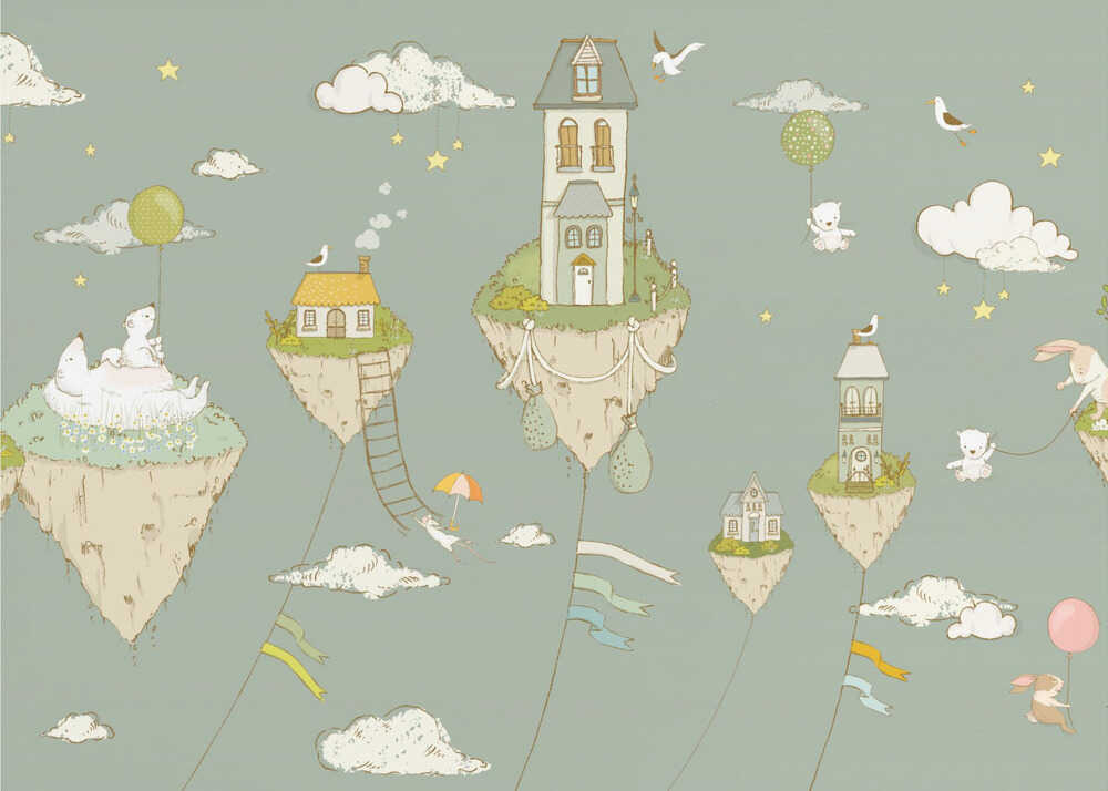 Floating Islands_FogGreen | Wallpaper