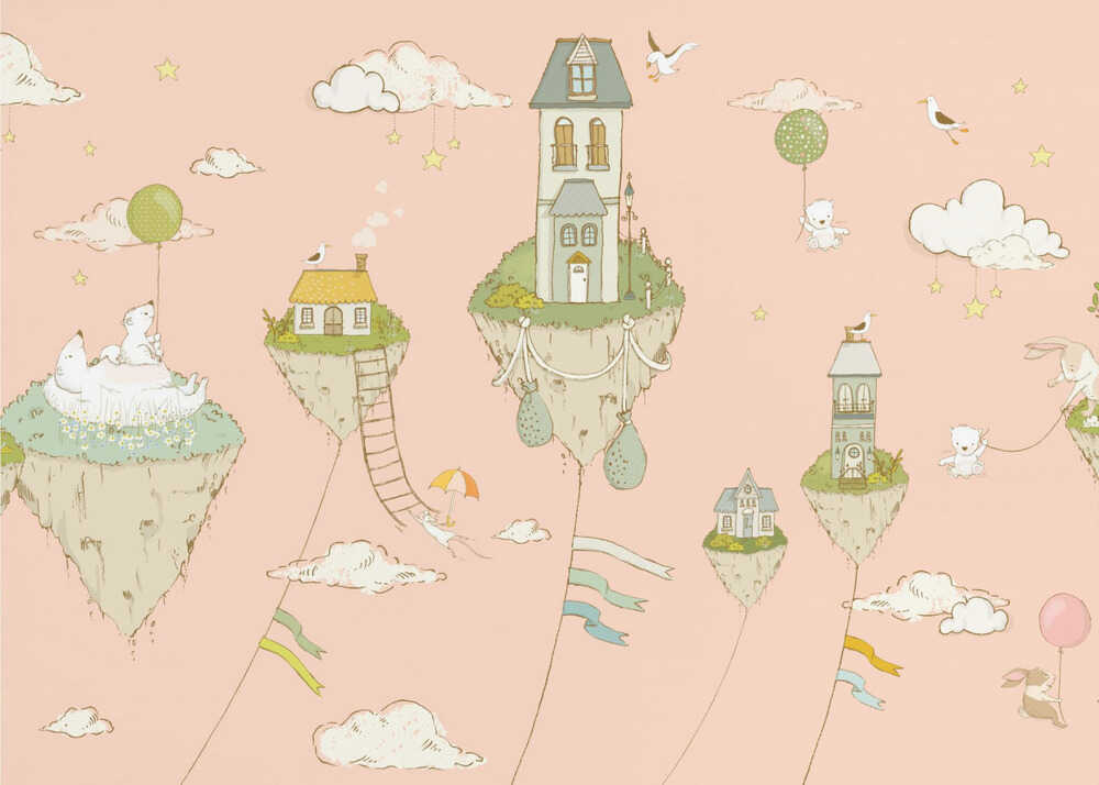 Schwebende Inseln_Pfirsichfarben | Hintergrundbild