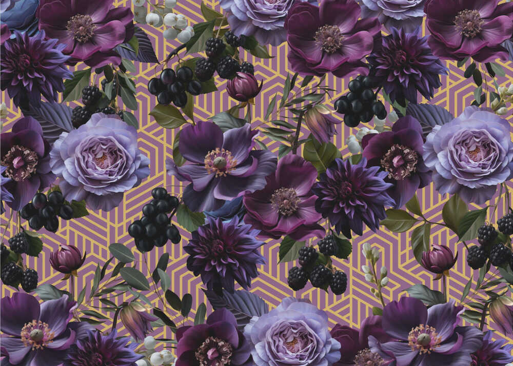 Gothic _Gold Purple | Tapete