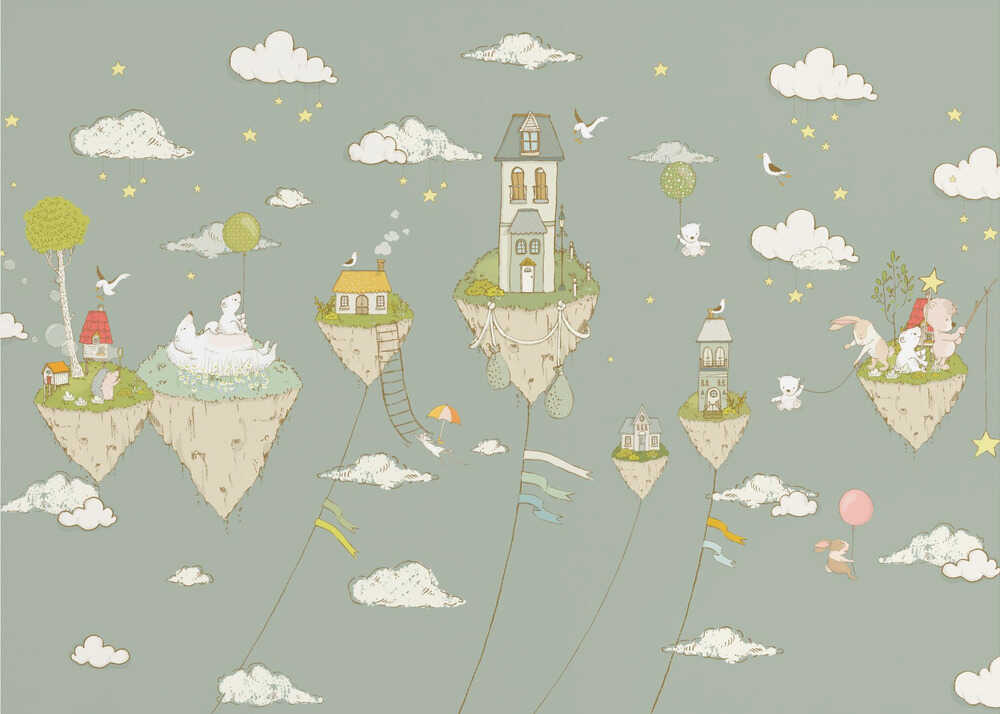 Floating Islands_FogGreen | Wallpaper